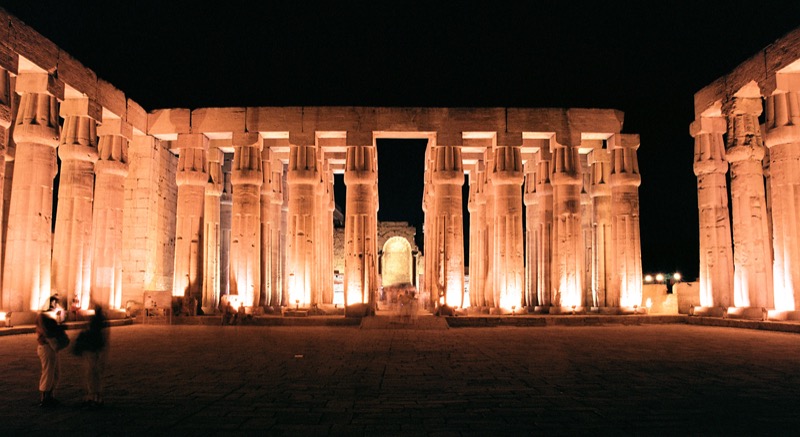 Luxor temple illuminated at night